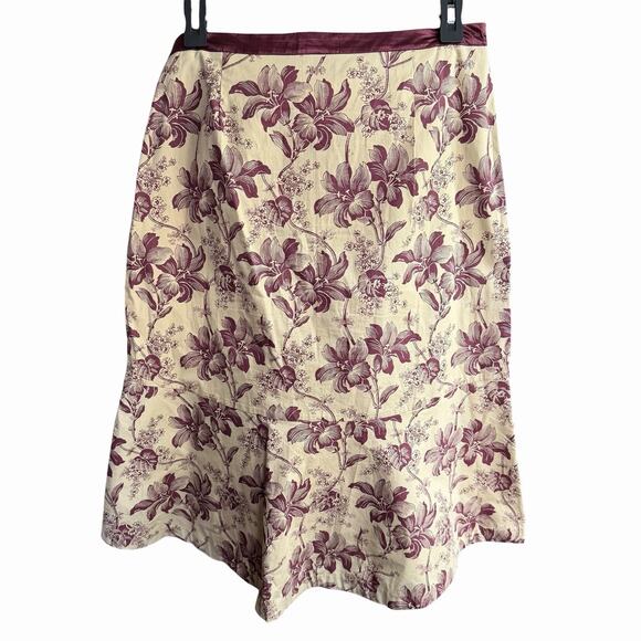 Elevenses Anthropologie Skirt Aline Floral Side Tie Cream Sz 8 Whimsical Whimsy - Picture 3 of 5
